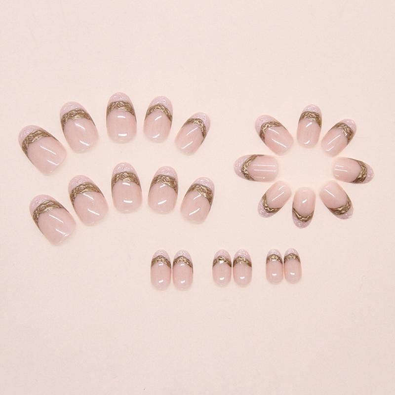 Unghie finte lucide da premere con mandorla, unghie adesive in 12 misure, 24 pezzi punte per unghie francesi per decorazioni fai da te per nail art