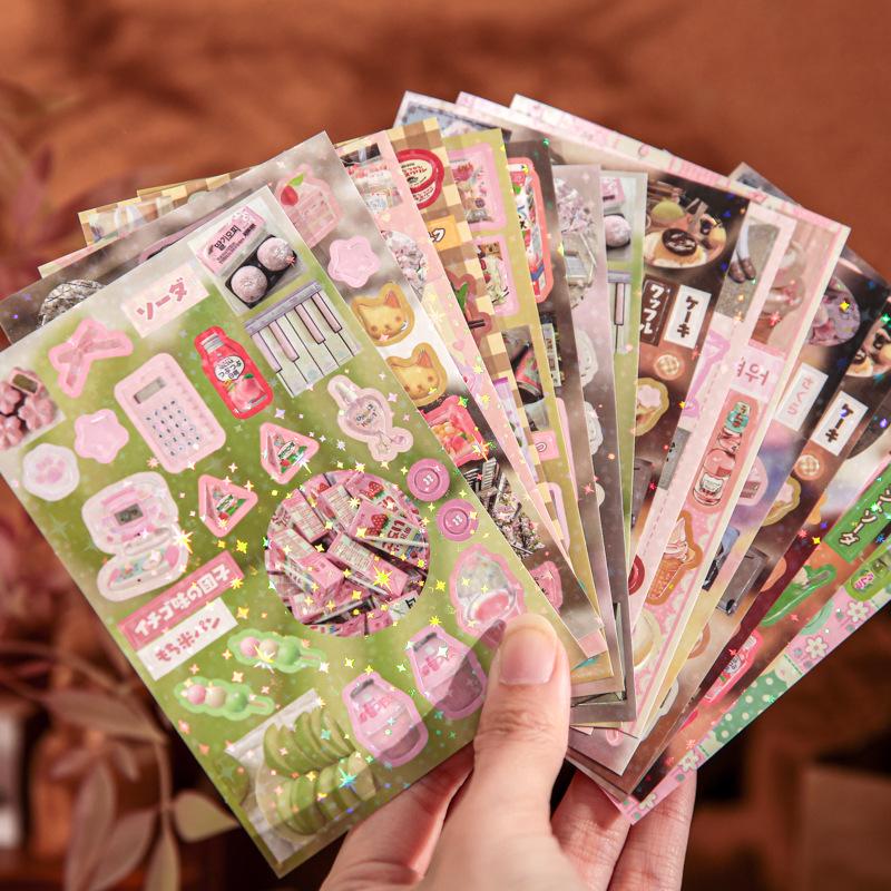 30 Sheets/Piece Cute Decorative Stickers Retro Journal Toploader Phone Sticker Book Gift School Stationery