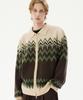TRILLION Washable Nordic Jacquard Collar Neck 2-Way Zip-Up Knit [Beige]