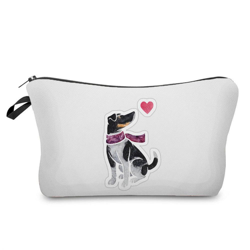 Women Dog Print Cosmetic Bag Toiletries Organize Travel Storage Case  6402