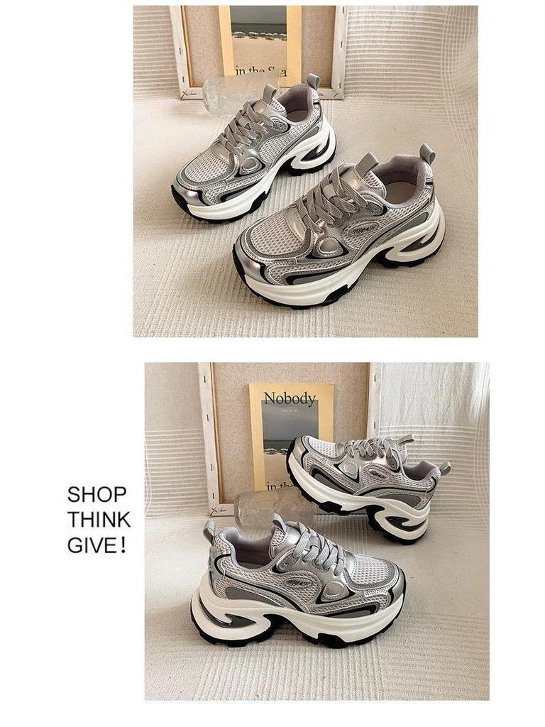 Trendy Dámské Platformové Dad Tenisky s Silnou Podrážkou - Jaro/Podzim 2025 Street Style