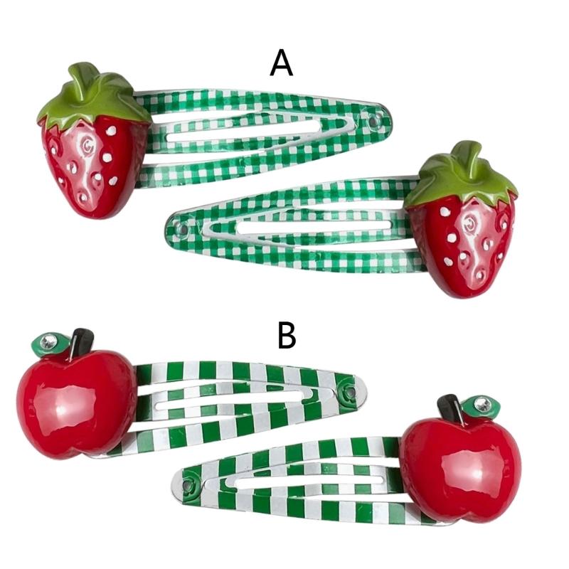 2-Pack Fruit Hair Clip Small Metal Snap Hairpins for Women Kids Toddlers Girls