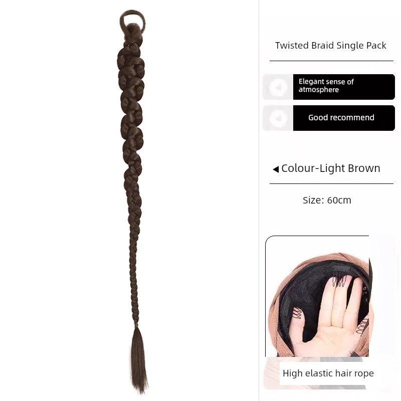 

Yang Xiaolin Same Style Stylish Fashion Long Ponytail Braid Hair Band False Braids Hair Rope Clever Odd Girl Sweet Cool Boxing Braid Sexy twisted braid [light brown] Single Pack