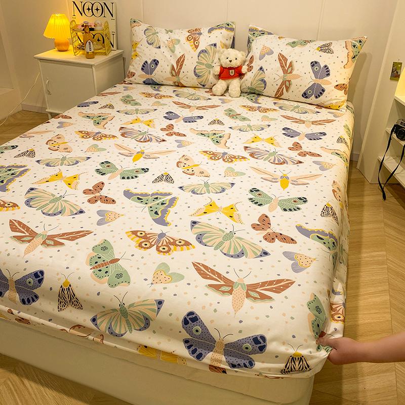 Bonenjoy 1pc Reine Baumwolle Spannbettlaken Mit Elastischen Cartoon Auto Druck Bettbezug Einzel Queen Size Unterlaken(Kein Kissenbezug)