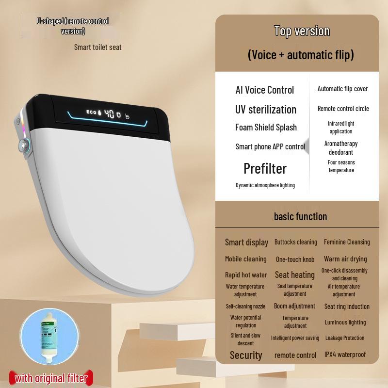 Smart Water-Heated Toilet Seat with Auto Flip Lid for Hotel & Home