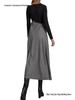 Color Block V-Neck Woolen Dress with Long Sleeves and Patchwork Hem for Autumn and Winter