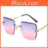 Fashion Frameless Square Sunglasses Female With Pink Lenses For Travel And Parties