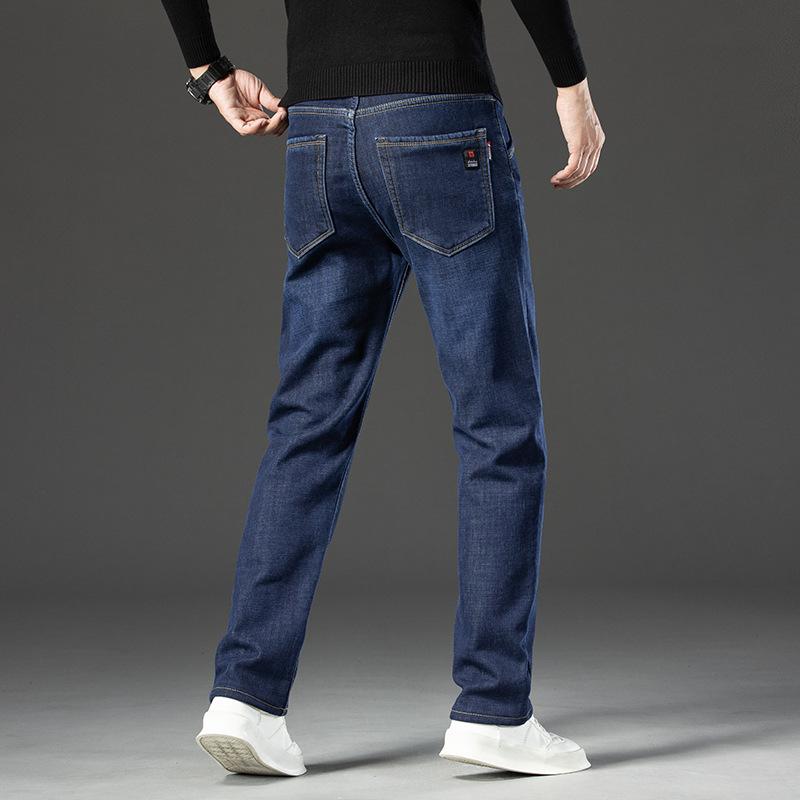 Thickened Autumn and Winter Velvet Jeans Loose Straight Trousers New High-waisted Casual Elastic Pants To Keep Warm
