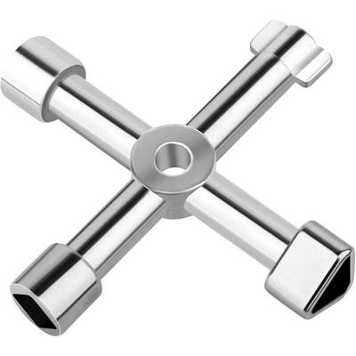 Kreuzschlüssel 4 Profile Multifunktion, Zinklegierung Schaltschrank/Zähler, Universalschlüssel Silber