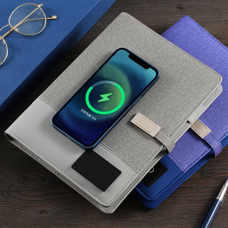 A5 Multi-Function Business Notebook with USB Charging & Luminous Logo USB Drive