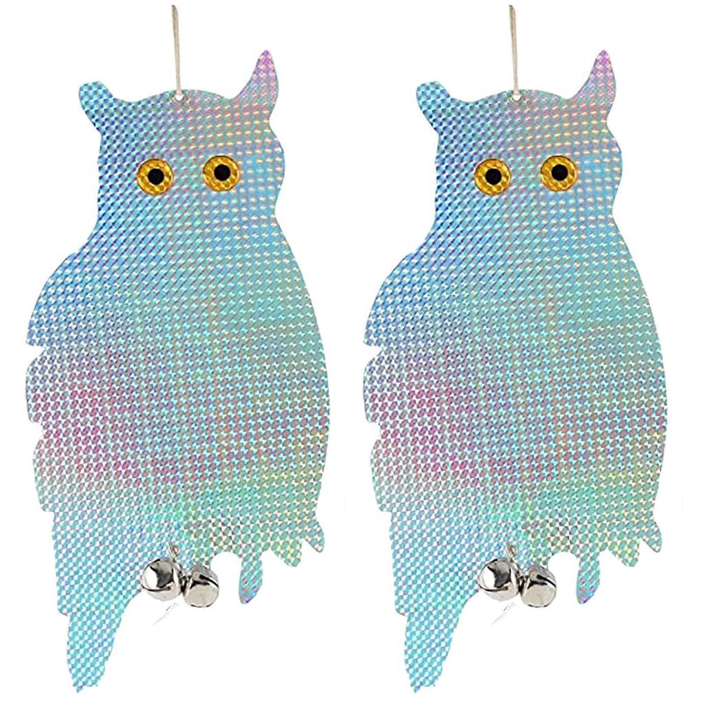 2Pcs Reflective Owl Bird Scare Laser Repeller