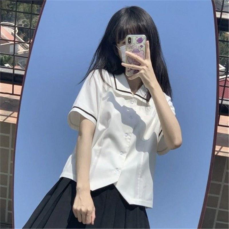 JK Summer College Style Slim Fit Short Sleeve Shirt for Japanese High School Students