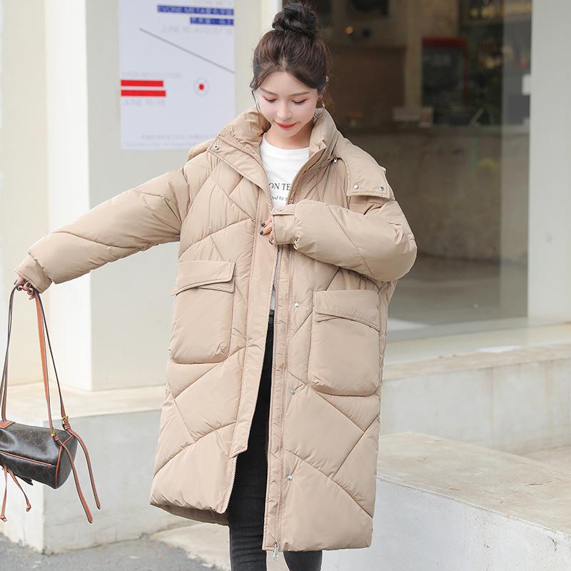 Down and Cotton Jacket Women's Mid-length 2025 New Korean Version Loose Cotton Jacket Plus-size Thickened Hooded Winter Jacket