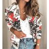 Übergröße Damen Herbstmode Bedruckte Rundhalsjacke mit Reißverschluss und langen Ärmeln