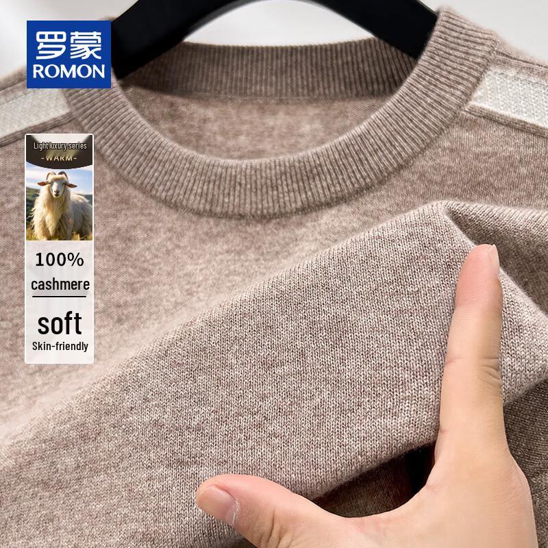 

ROMON Men s 100% Cashmere Thick Crew Neck Sweater M