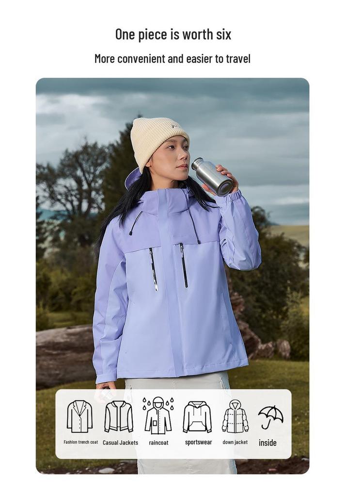 Women's 3-in-1 Down Jacket: Waterproof, Windproof, Outdoor Style for Autumn and Winter