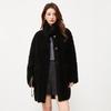 Women's Mid-Length Shearling Wool Coat with Stand Collar