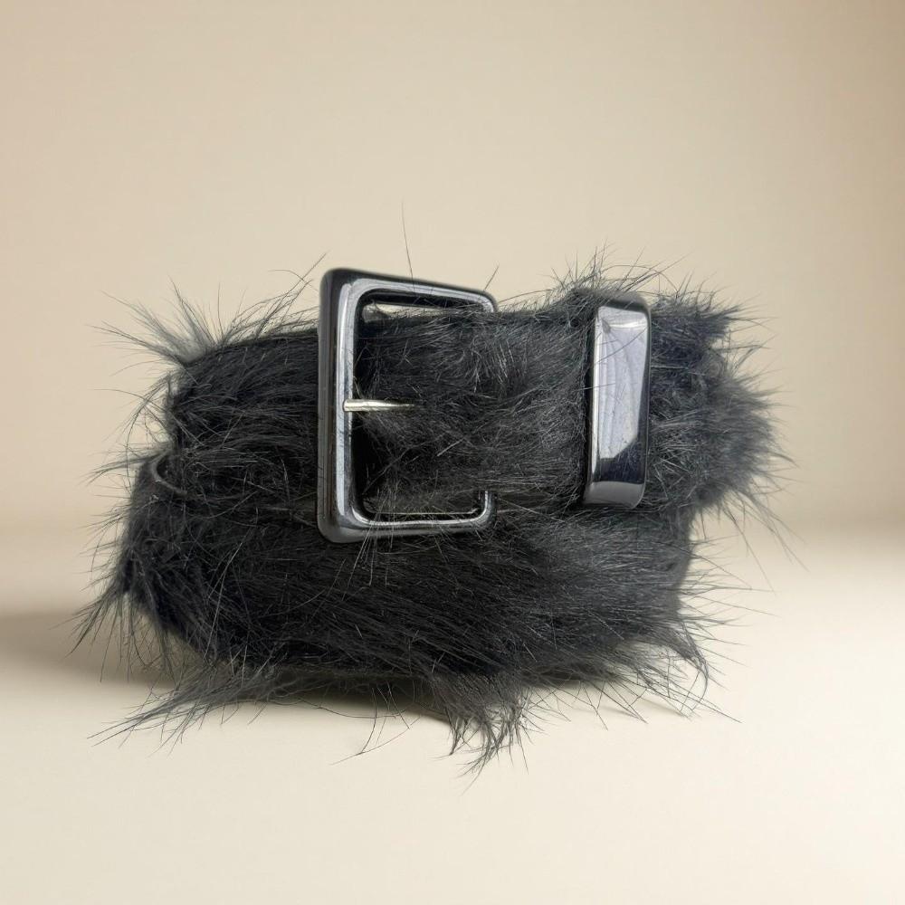 Adjustable Fluffy Waist Belt Versatile Design Vintage Waist Seal Faux Fur Waistband  Rave
