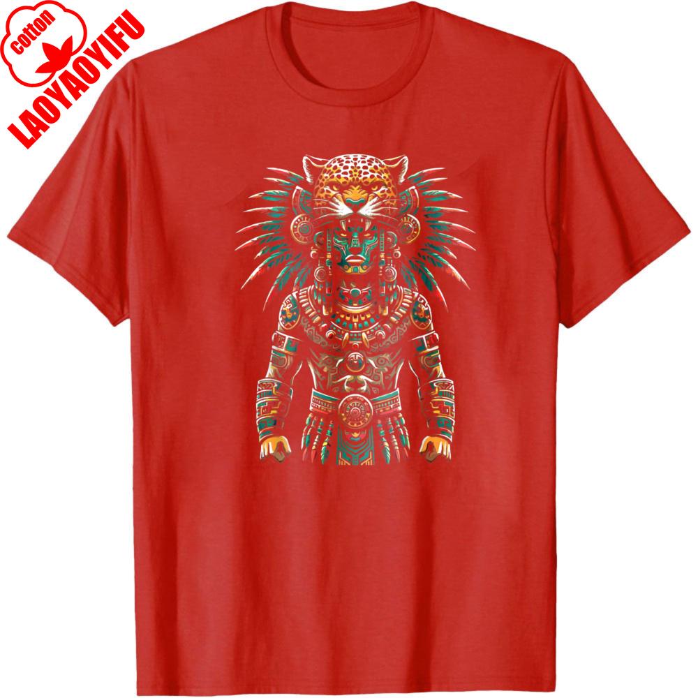 Aztec Jaguar Warrior Tribal Art Men TShirt Cotton Casual Unisex Wear Gift for Him Fashion Statement Shirt Oversized Tops