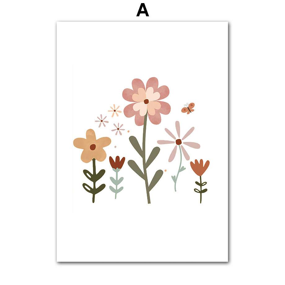 

Розовое солнце, облако, радуга, цветок, бабочка, детская комната, скандинавские постеры и принты, картины на холсте, настенные художественные картины, декор детской комнаты 21X30cm No Frame