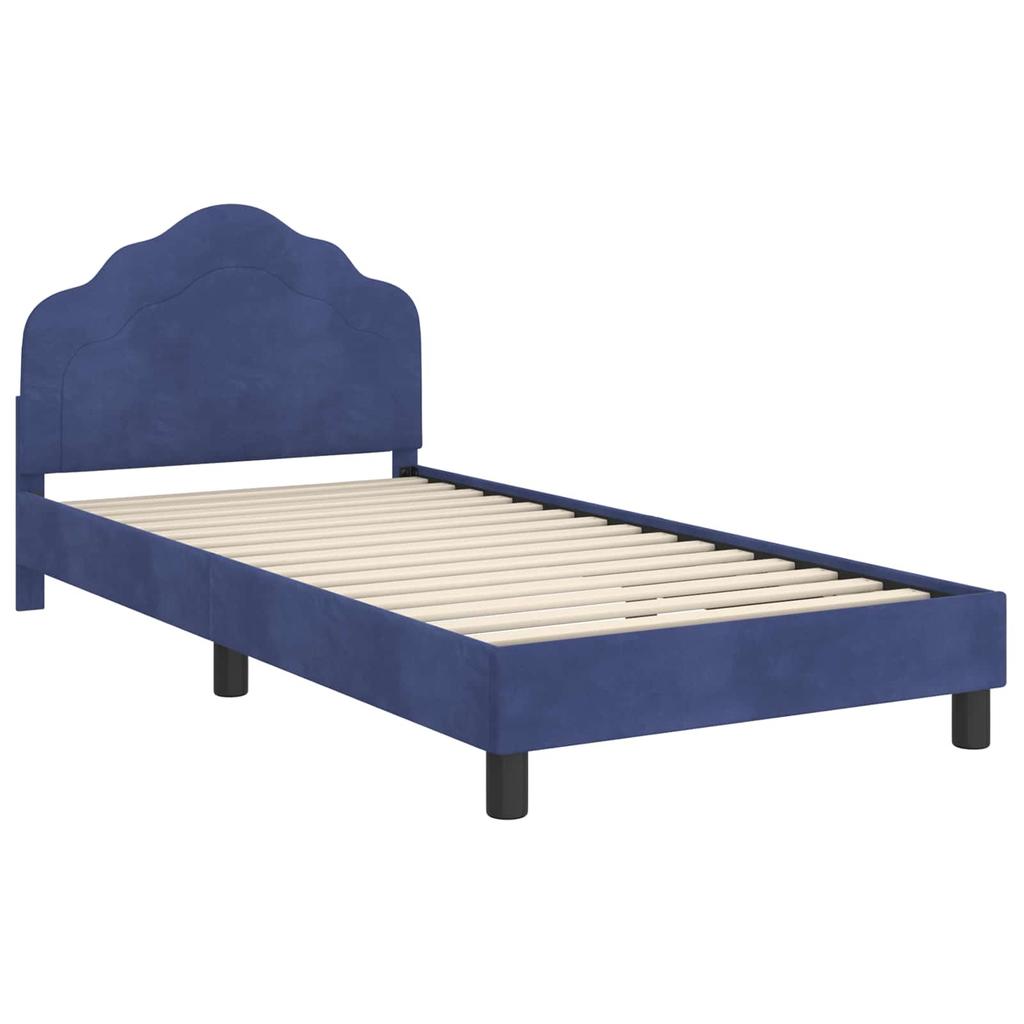 Children S Bed Frame with Headboard Police Blue 80 X 200 Cm Velvet