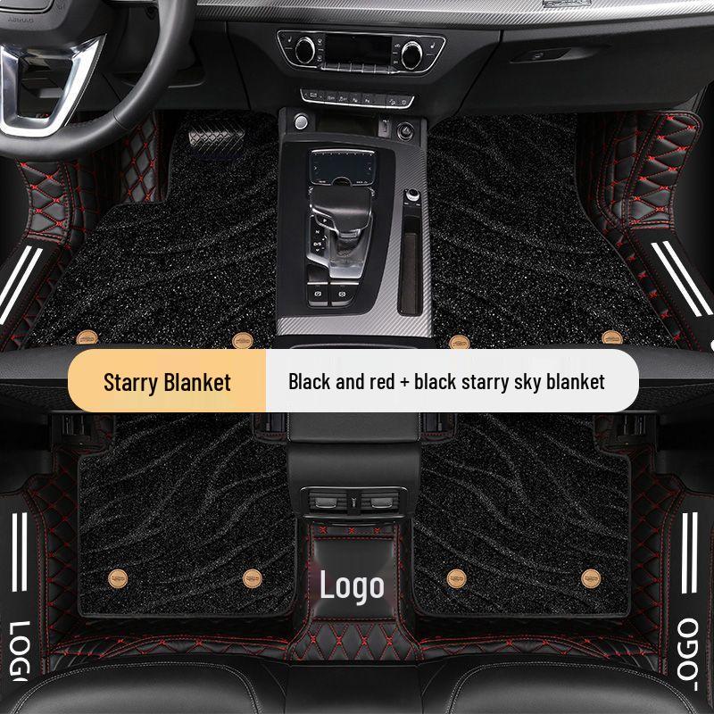 Universal Car Floor Mats and Door Sill Covers with Starry Sky Design, Tailored for Many Models, Providing Full Coverage and Protection