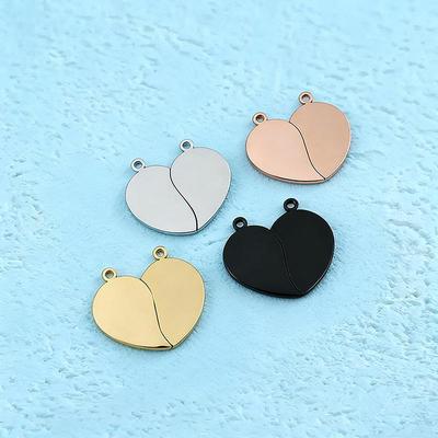 Stainless Steel Heart-Shaped Pendant with Laser Color Print - Valentine's Day Couple Gift