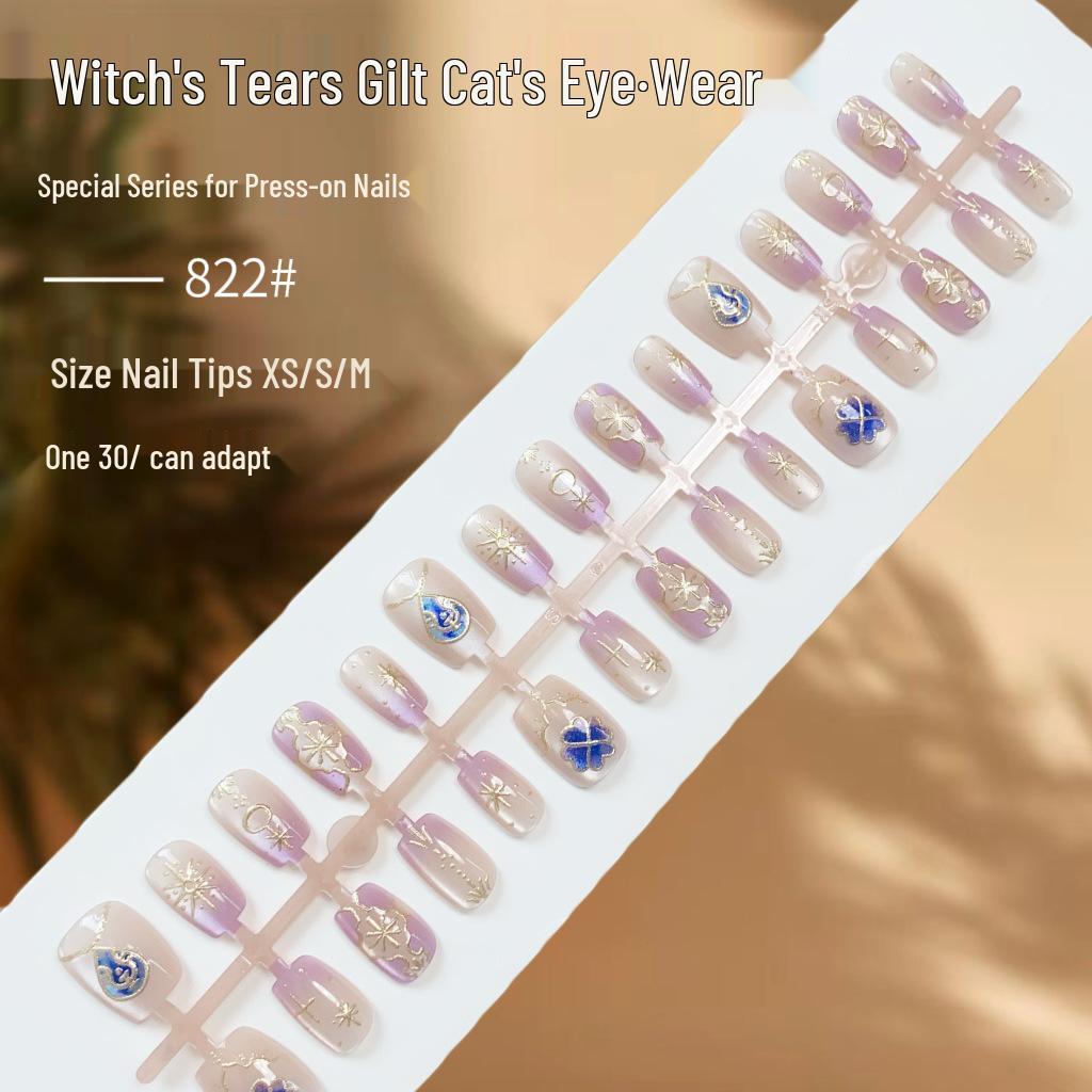 

Spring Four-Leaf Clover Cat Eye Nails - Exquisite Wearable False Nails, Pre-Made High-End Art Pieces