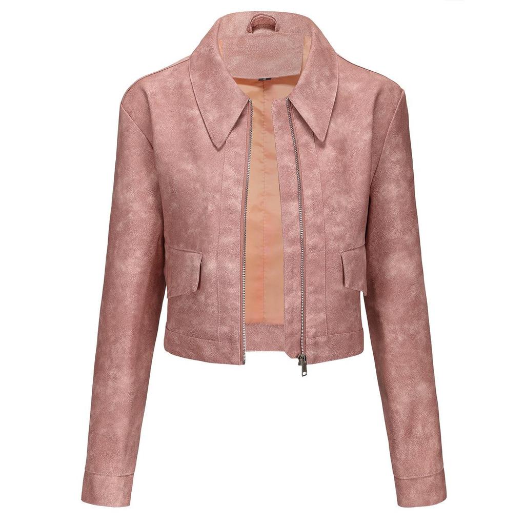 Spring and Autumn New Thin Leather Jacket Women's Long-sleeved Casual Ladies Coat Fashion European and American Leather Jacket
