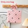 Sweet Style Large Capacity Makeup Organizer With Embroidered Bow For Women
