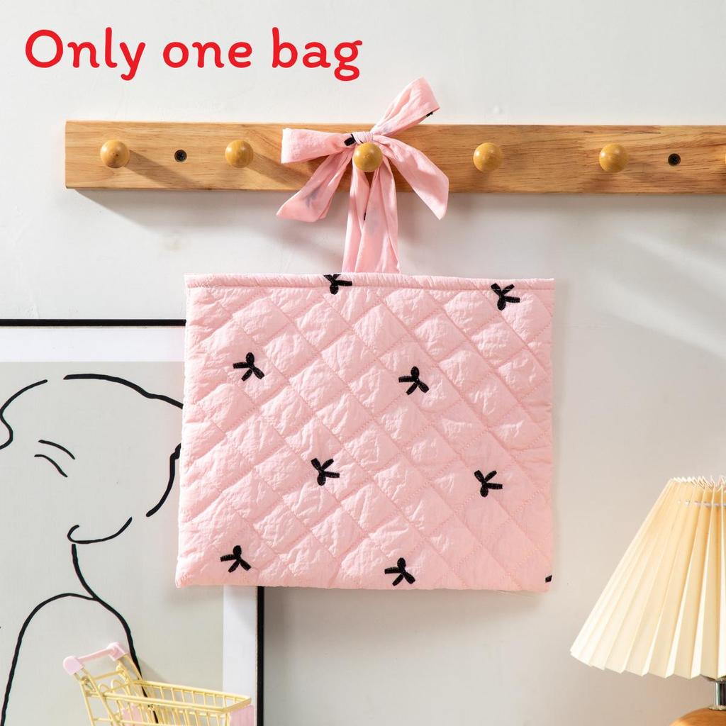 Sweet Style Large Capacity Makeup Organizer With Embroidered Bow For Women