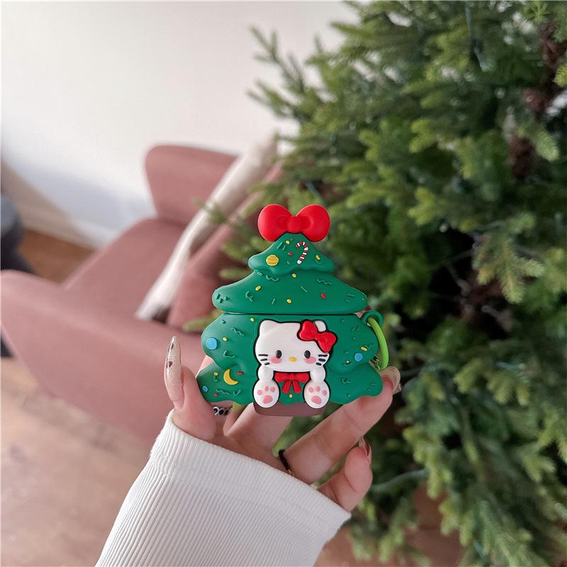 Cute Christmas tree kt cat AirPods pro1 apple bluetooth headset case 1/1 generation cartoon protective case