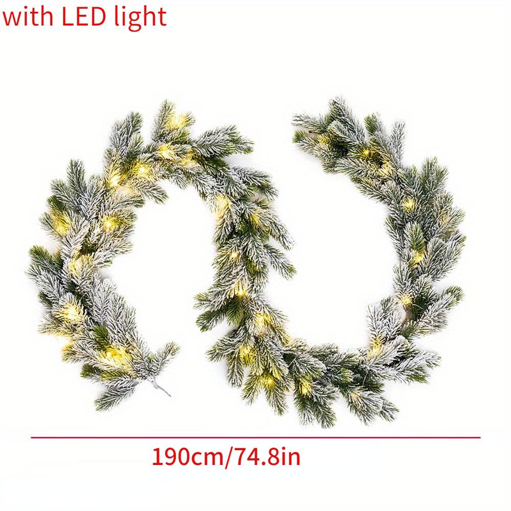 Christmas Artificial PE Hanging Rattan Decorative Cedar Garland with LED Light Garland for Mantel Fireplace Tablecloth