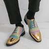 Men Derbys Gold Color Wedding Dress Dance Shoes Leather Shoes Business Formal Shoes Tuxedo Prom Blazers Shoes Large Size