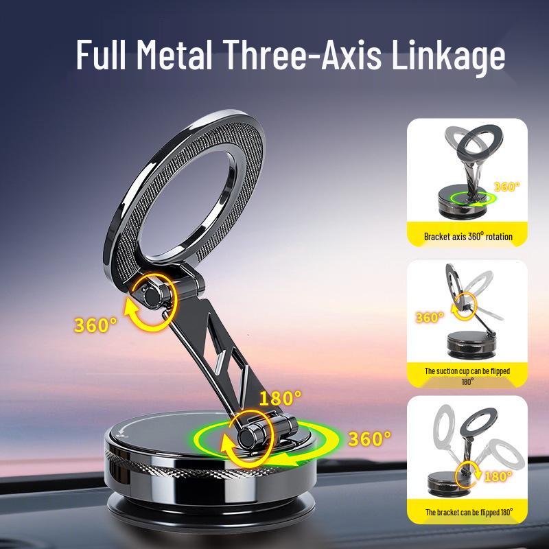 Zinc Alloy Folding Magnetic Car Phone Holder with Vacuum Suction