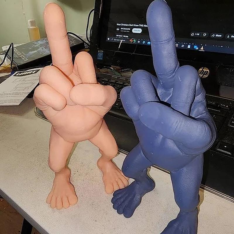 Middle Finger Figure With Legs Office Desk Funny Hand Gesture Resin Figurine Creative Home Ornaments Gift Room Decor