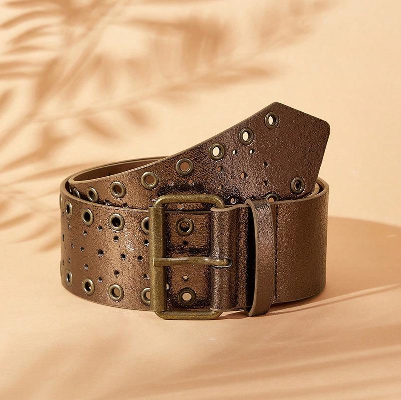 Western Denim Style Hollowed Out Atmospheric Halloween Street Wide Belt