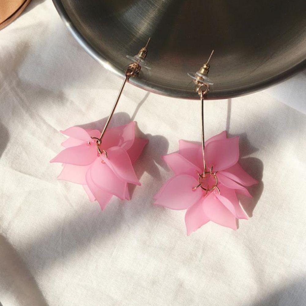 Hängeohrringe für Damen Trendige Rosa Weiße Acryl Blatt Blume Tropfenohrringe Hochzeitsparty Mädchen Brautjungfer Schmuck