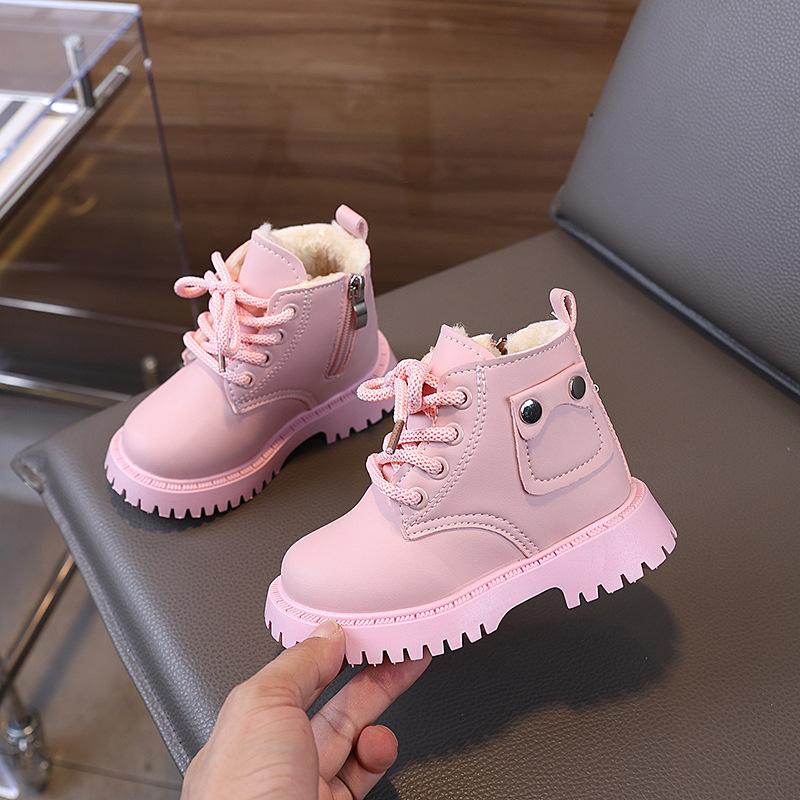 

Autumn and winter fashion children s cotton shoes, boys warm padded Martin boots, girls side-zip snow boots 21