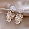 French Gentle Wind  Flower Drop Earrings for Women Delicate and Elegant Temperament Holiday Accessories