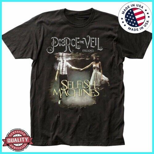 Pierce The Veil Selfish Machines Черная футболка с коротким рукавом Унисекс Рубашка Унисекс Футболка XXXXL