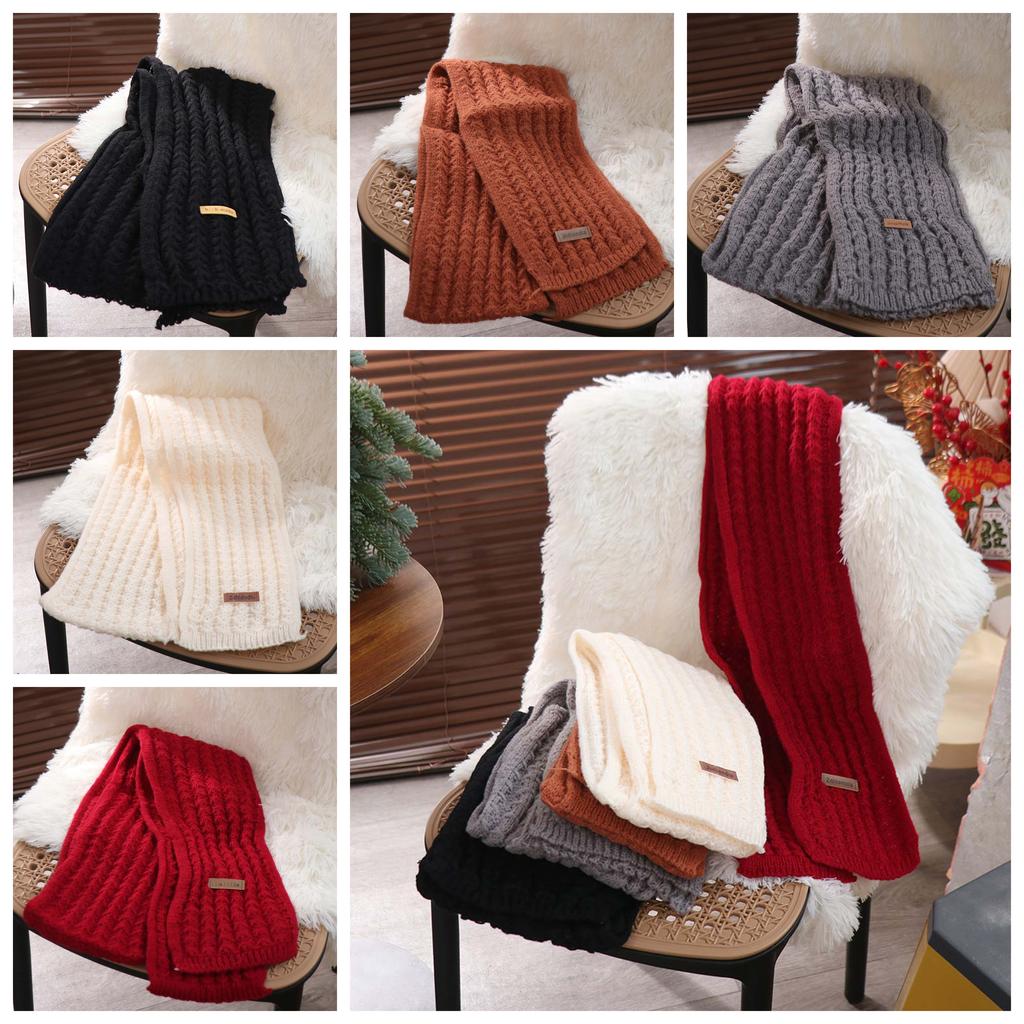 Casual Winter Knitted Scarves Korean Style Men Women Scarf Fashion Solid Color Knit Scarf  Gifts