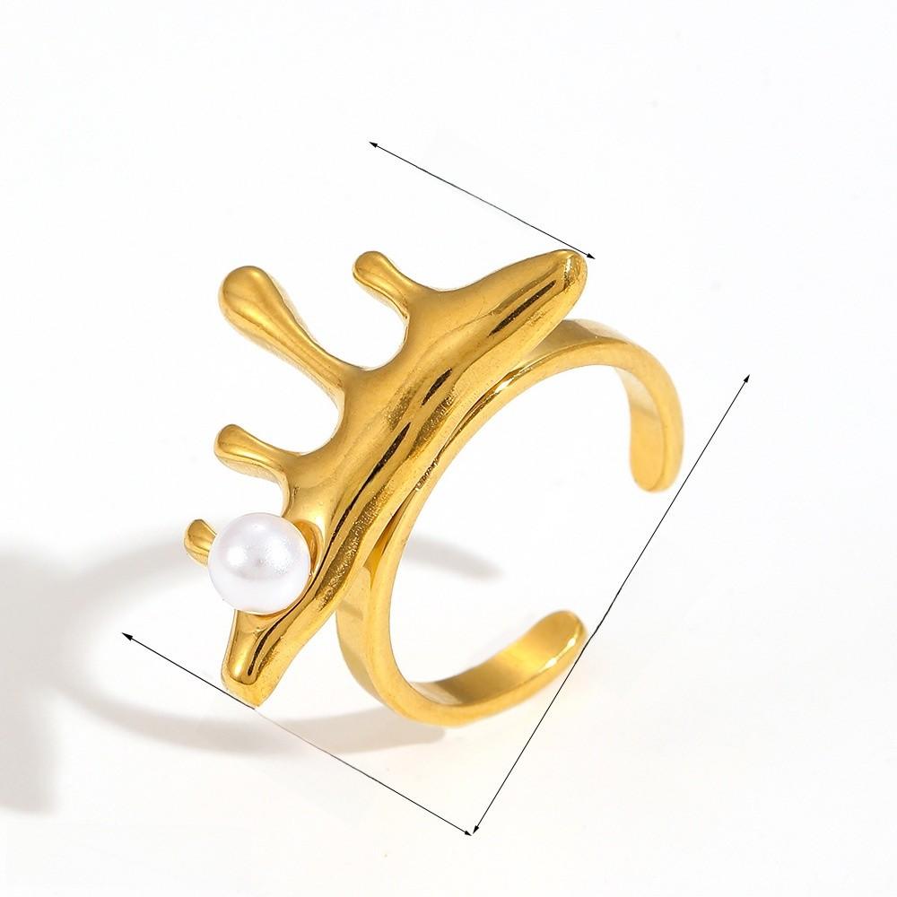 Style Geometric Stainless Steel Ring With Water Diamond Embedding For Women