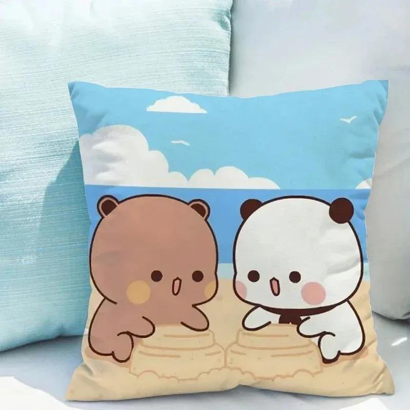 Bubu Dudu Cartoon Bear Pillow Cover 45X45Cm - Cute Kids Bedroom Decor, Soft Plush Sofa Pillow Case For Living Room