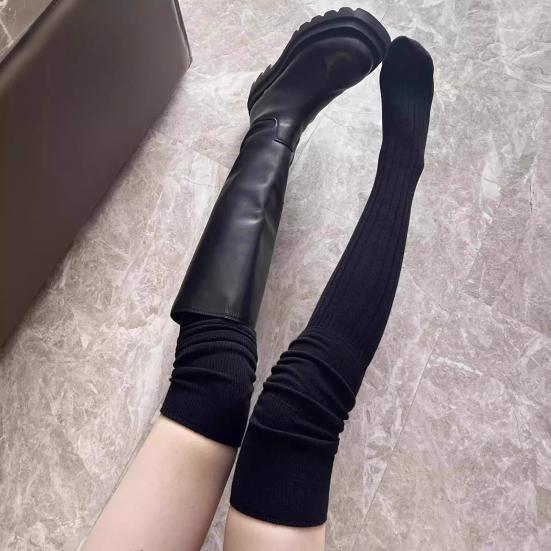 Over The Knee Boot Stocking for Women Slouch Top Thick Cotton Knit Thigh High Socks Winter Autumn Leg Warmers