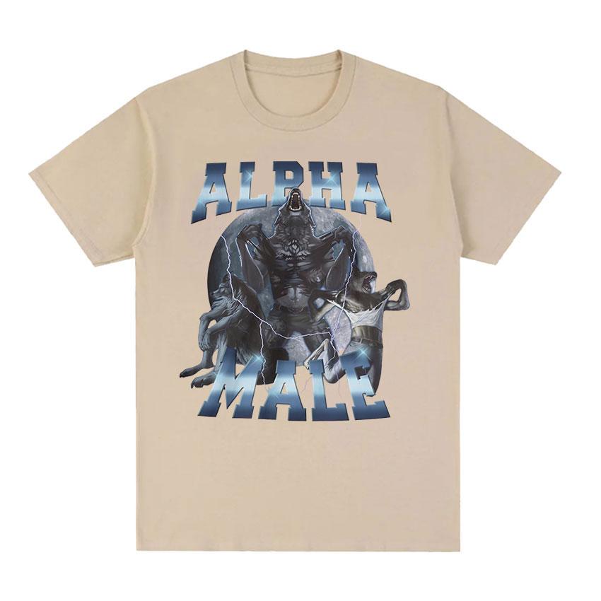 Limited Alpha Male Vintage Wolf Graphic T Shirts Men's Fashion Gothic Clothing T-shirt Funny Unisex 100% Cotton Oversized Tshirt