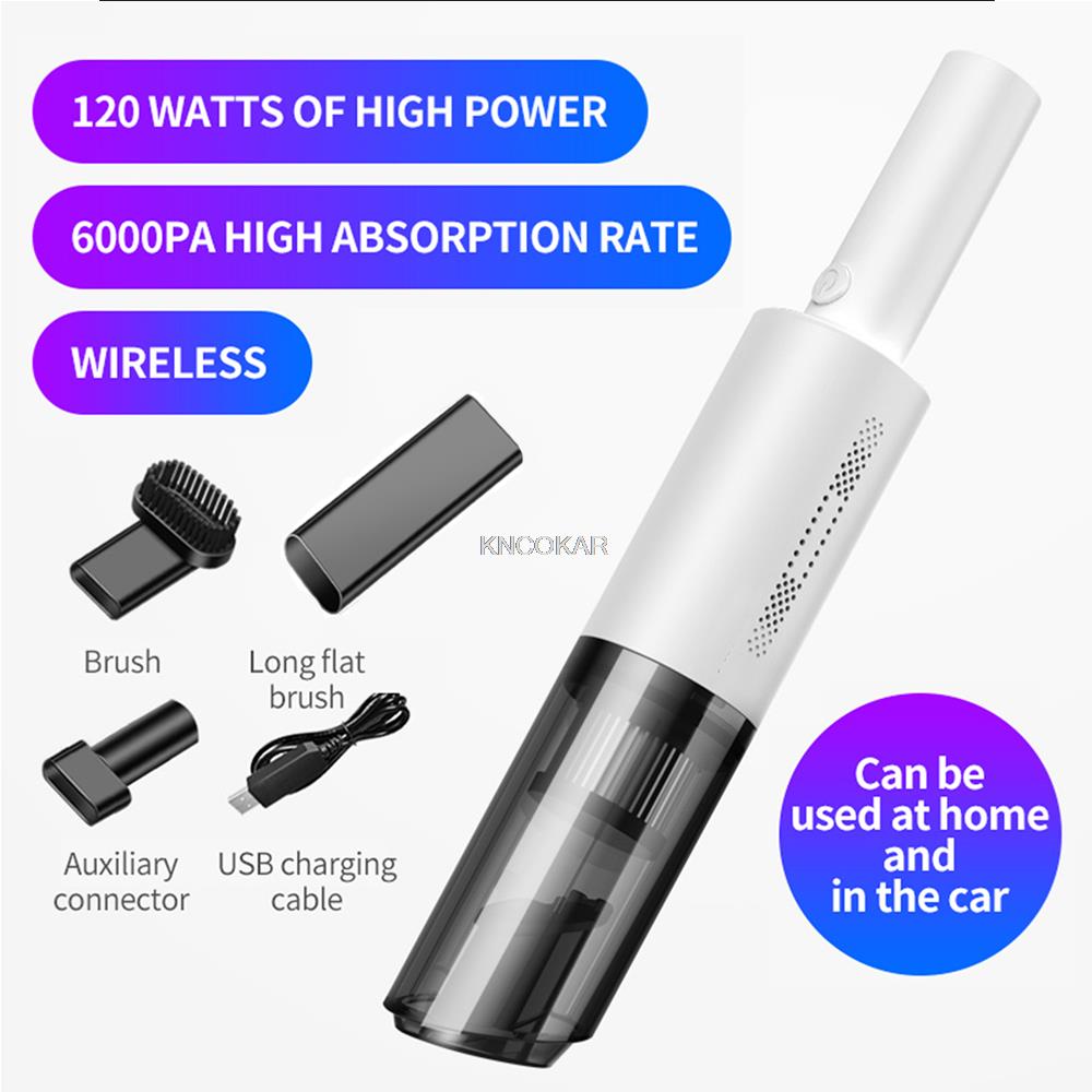 Home Vacuum Cleaner Handheld Wireless with 6000pa Strong Suction Auto Portable Rechargeable Dust Catcher for Car/Office Cleaning