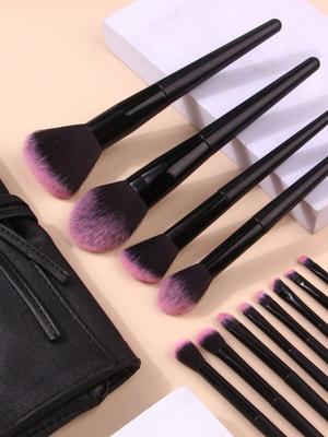 12-teiliges hochwertiges Make-up-Pinselset mit weichen Borsten, tragbarer Lidschatten- und Rougepinsel, professionelles Make-up-Werkzeug + 1 Stück Aufbewahrungstasche