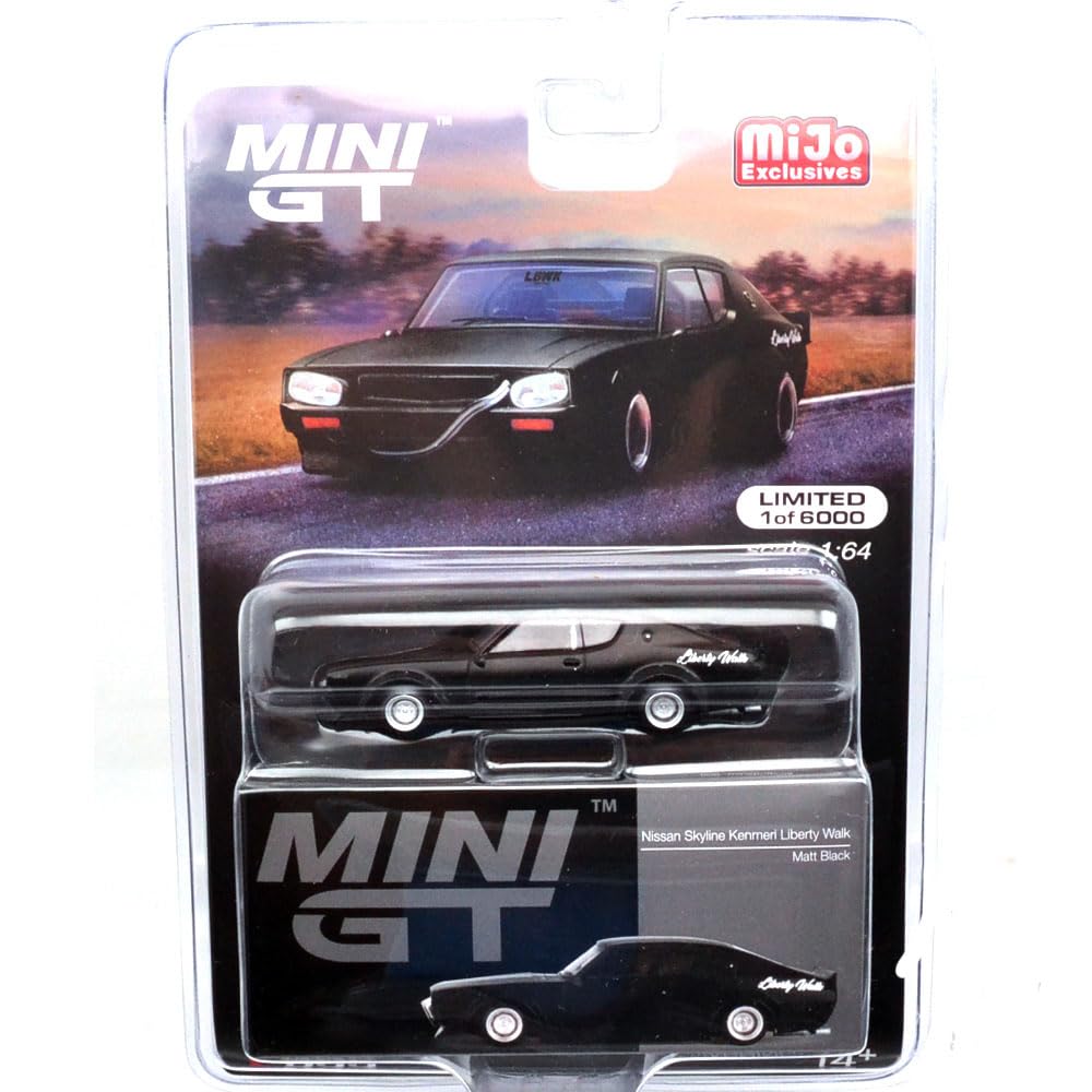 MINI GT 164 Scale MiJo Limited Edition Nissan Skyline Kenmeri Liberty Walk (Matte Black) MGT00655 синий