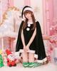 Milky Time 3-Piece Christmas Santa Costume Set for Women, Adult Santa Claus with Poncho Sleeves (Green, Size M)